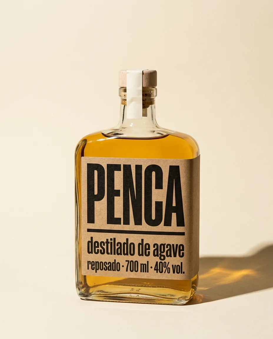 The PENCA bottle labelled “destilado de agave”: the version we kept.